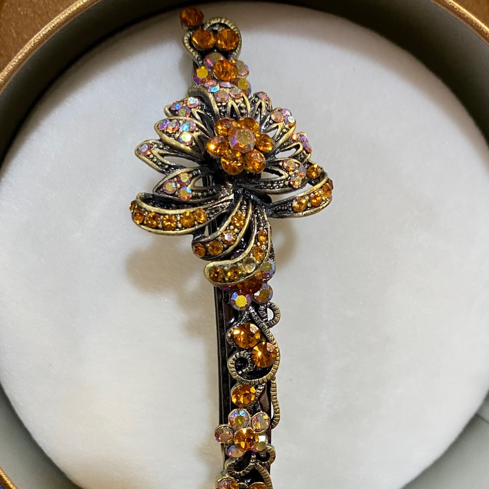 Elegant Rhinestone Hair Barrette 4 inches in length - Picture 5 of 8